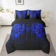 thumbnail image 2 of Erosebridal Blue Plaid Bedding Sets Twin Size,Geometric Buffalo Comforter Sets with Sheets,Futuristic Cubes Bed in a Bag Twin size,Breathable Male Room Decor,Reversible,7-Piece, 2 of 6