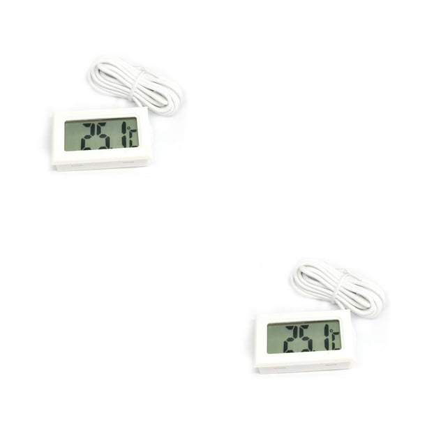 Inteprter Termómetro digital LCD Temperatura del clima Incubadora a prueba de agua Humedad Higrómetro Indicador Accesorios para exteriores Blanco 2Conjunto