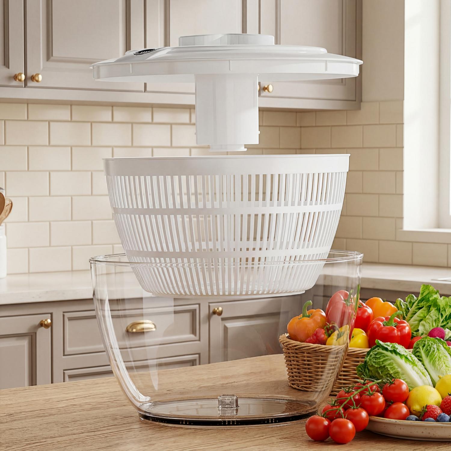 AMBLER 4.4-Quart Salad Spinner, Gray photo 2