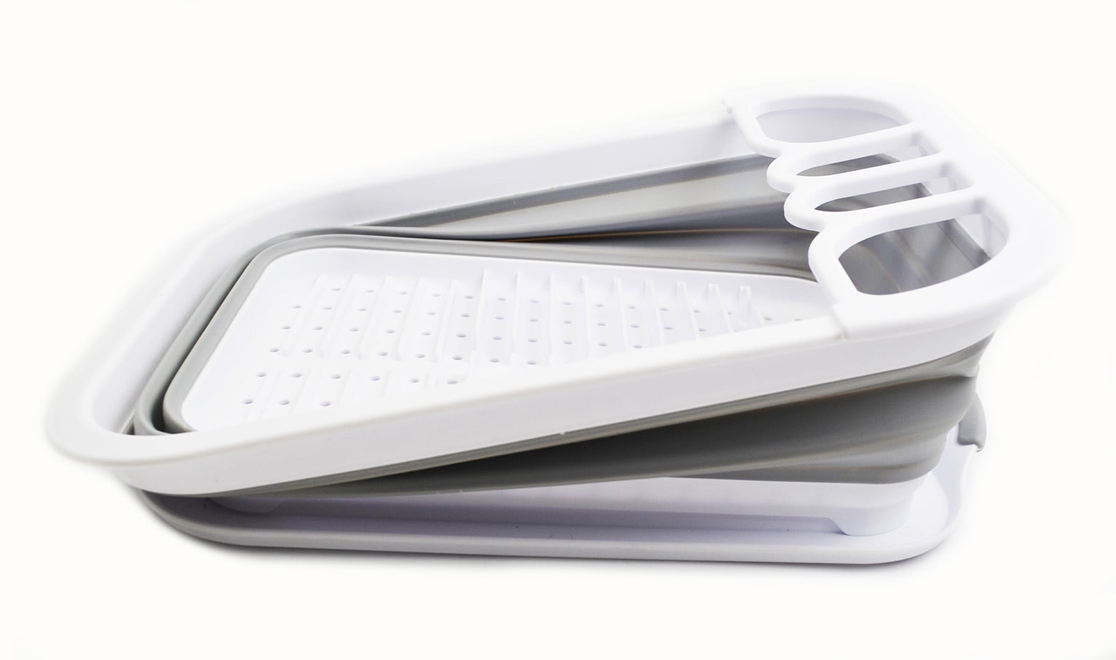 SAMMART Collapsible Dish Drainer with Drainer Board - Foldable Drying Rack Set - Portable Dinnerware Organizer - Space Saving Kitchen Storage Tray