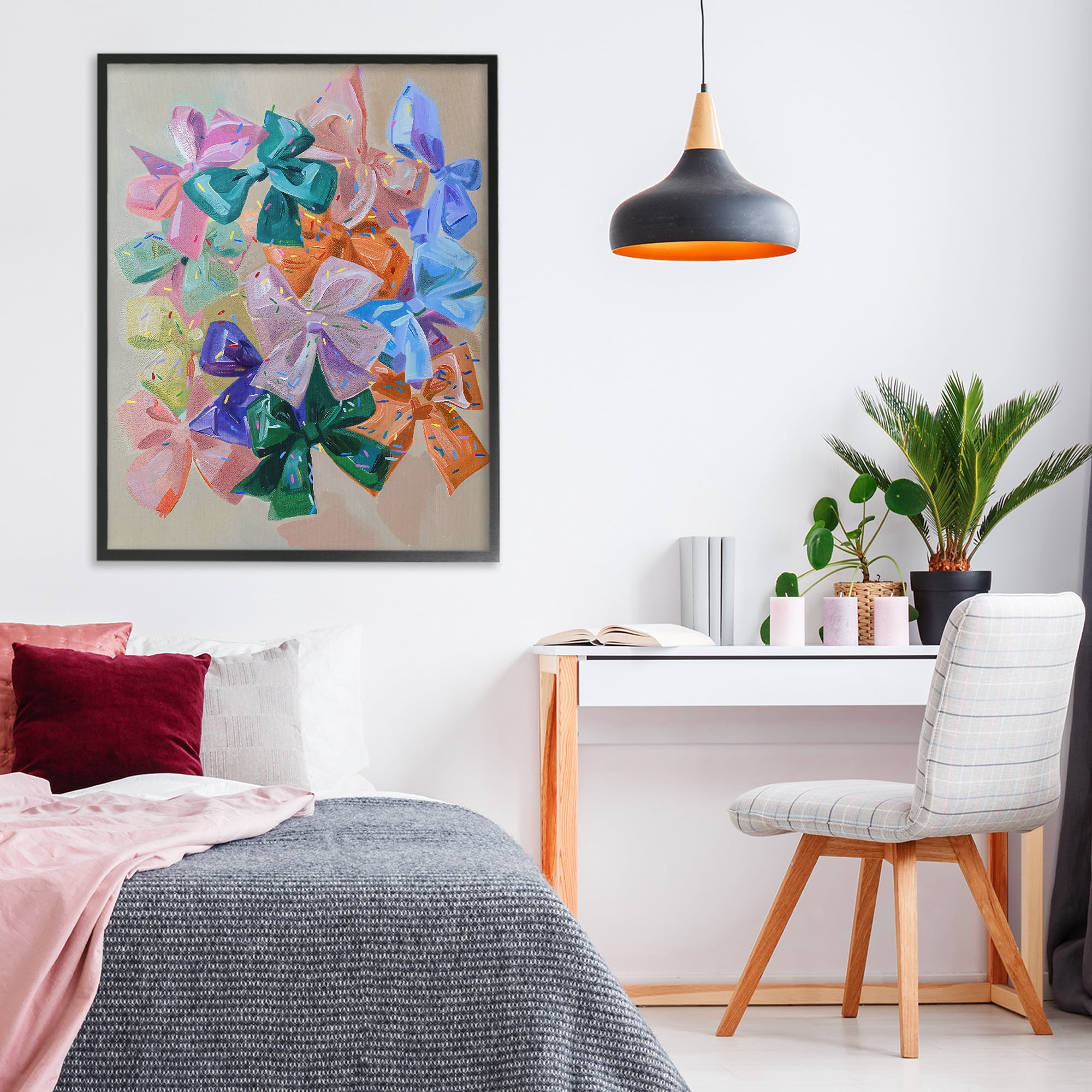 Stupell Industries Bright Bows Cluster with Sprinkles Black Framed Giclee Art, design by The Prints Vibe