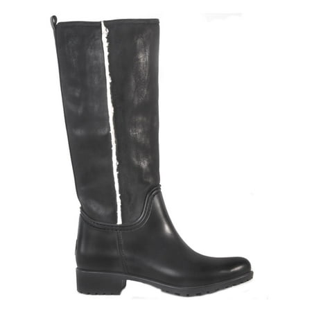 DAV Womens Black Water Resistant Shaft Equestrian Styling Fold For