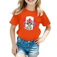 thumbnail image 4 of XDZJLR Chemises Filles Manches Courtes Été Col Rond Coupe Décontractée T-Shirts Basiques Orange 10-11 Ans, 4 of 4