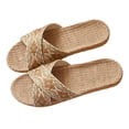 thumbnail image 5 of Willtoo Natural Linen Flax House Slippers Cross Strap Open Toe Indoor Non Slip Mules For Women Four Seasons Home Sandals Breathable, 5 of 6