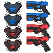 Kiddos Interactive Light Game Set with Wearable Vests, Battery Powered, Indoor & Outdoor Play, Red & Blue, Set of 4