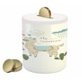 thumbnail image 1 of Llama Piggy Bank, Abstract Alpaca in the Rain Cactuses Brush Strokes Effect Illustration, Ceramic Coin Bank Money Box for Cash Saving, 3.6" X 3.2", Multicolor, by Ambesonne, 1 of 4