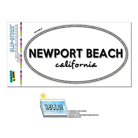 Newport Beach, CA - California - Black and White - City State - Oval Laminated