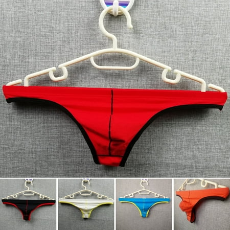 

KEFEI Patchwork Color Seamless Thin Stretchy Men Briefs Sexy U Convex Low Waist Thong