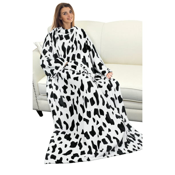 Catalonia Wearable Blanket with Sleeves and Pocket, Cozy Soft Fleece Mink  Micro Plush Wrap Throws Blanket Robe for Women and Men, Cow - Walmart.com