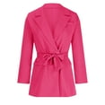 thumbnail image 6 of XFLWAM Womens Fashion Belted Blazer Open Front Long Sleeve Office Blazer Bussiness Casual Jackets Work Suit with Pocket Hot Pink L, 6 of 8