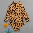 thumbnail image 4 of YunPes Toddler Girls One Piece Swimsuits Leopard Print Long Sleeve Bodysuit Summer Rash Guard Sun Protection Swimwear UPF 50+, 4 of 7