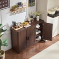 thumbnail image 5 of 46" Coffee Bar Cabinet, Kitchen Storage Cabinet with 3 Doors, Sideboard Buffet Cabinet with Adjustable Shelves for Kitchen, Dining Room, Walnut, 5 of 12