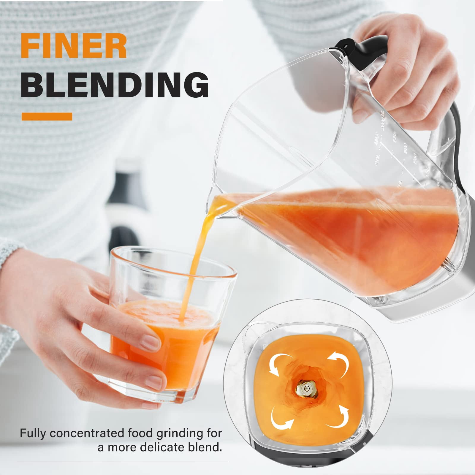 Kisdream Smoothie Blender 1450 W 2L 8-Speed Blender, Black