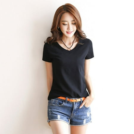 Fashcool Simple Design Women Summer Short Sleeve T Shirt Casual