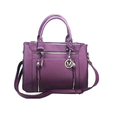 Leather Concealed - ZzFab Multi Zippers Fashion Locking Faux Leather Concealed Carry Gun Bag Purple