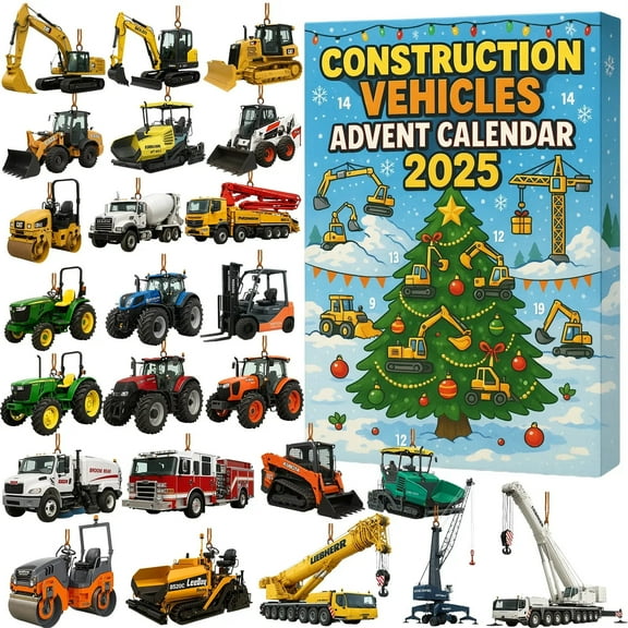 Construction Vehicles Advent Calendar 2025 for Men Women Adult Teen, 24 Days Christmas Advent Calendar