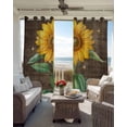 thumbnail image 6 of Sunflower Blackout Curtains for Bedroom Living Room Darkening Curtains 90 Inch Yellow Flowers Bees Wooden Pastoral Black Out Window Curtain Privacy Insulated Window Treatment Grommet Drapes 52"x90"x2, 6 of 9
