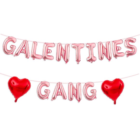 Balloons Woduntes, banda de galentinas de oro rosa con corazón rojo, 40 cm