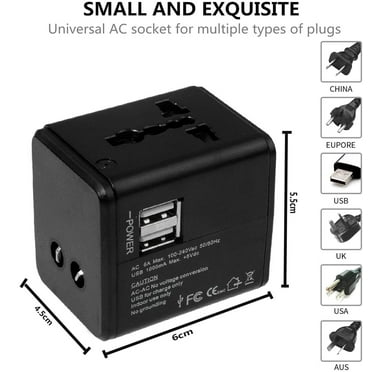 Universal Travel Plug Adapter with 2 USB-A Ports