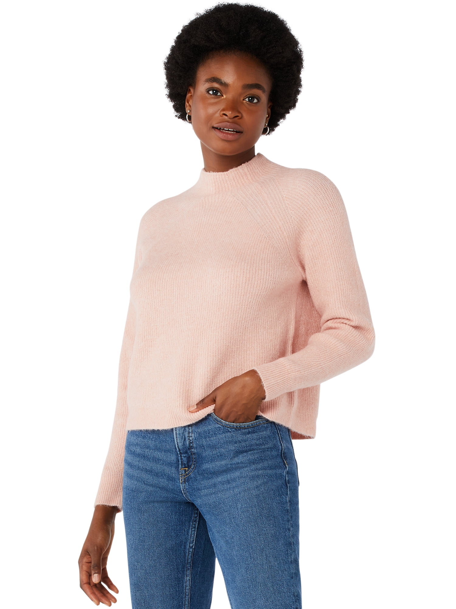 Super-Soft Mock Neck Sweater - Walmart 