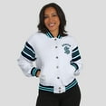 thumbnail image 4 of Women's WEAR by Erin Andrews White/Deep Sea Blue Seattle Kraken Full-Snap Fleece Sweatshirt Jacket, 4 of 6