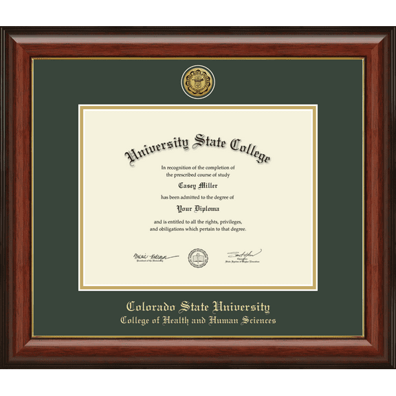 Colorado State University College of Health and Human Sciences Diploma Frame, Document Size 11" x 8.5"