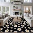 thumbnail image 4 of Spring Floral Daisy 5'x7' Area Rug, Black Elegant Pastoral Flowers Watercolor Washable Non-Slip Soft Rugs, Low-Pile Large Carpet for Living Room Bedroom Dining Room, Non-Shedding Accent Rug, 4 of 9