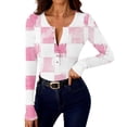 thumbnail image 6 of FDGIU Women’s Long Sleeve Henley Neck Shirt - Slim Fitted Ribbed Top for Going Out & Work Casual, 6 of 7