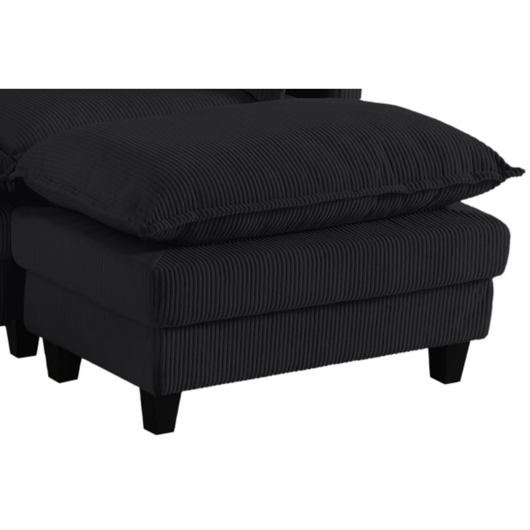 Vinform Upholstered Ottoman for Sofa, Chair, Black