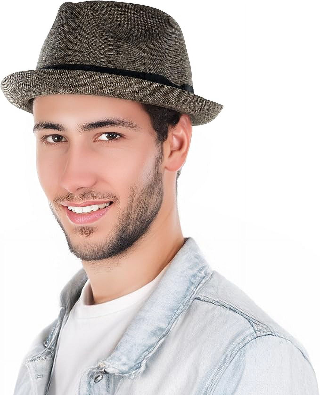 Funky Junque Lightweight Porkpie Fedora Sun Hat - Coffee Brown (Large/X-Large)