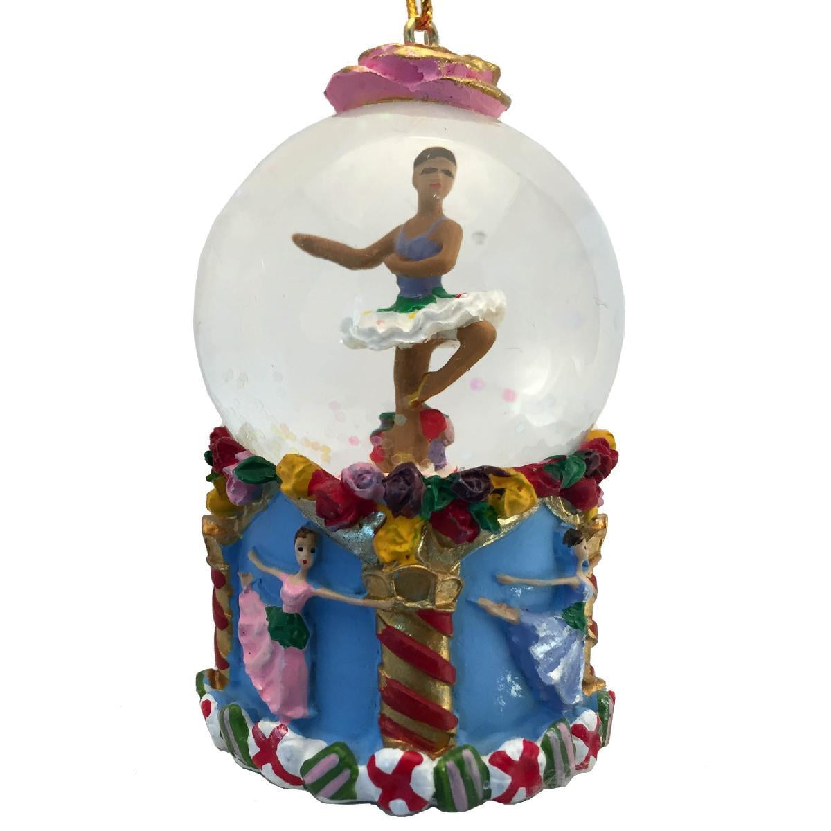 Mini African American Flower Dancer Snow Globe Ornament Great