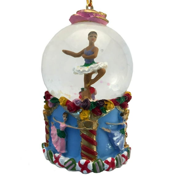 Mini African American Flower Dancer Snow Globe Ornament - Great Christmas Gift by Nutcracker Ballet Gifts