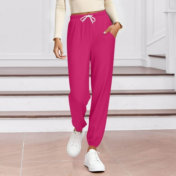 Xuniizn Pajama Pants Women, Elastic Waist Solid Color Drawstring Tapered Loungewear Pants with Pockets, Soft Comfortable Loose Casual Sleep Pants