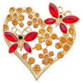 thumbnail image 1 of Broche de corazón con forma de mariposa, con cristales dorados y diamantes de imitación, para mujer, joyería de moda., 1 of 5