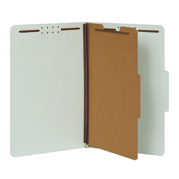 Pendaflex 17175 Pressboard Classification Folders, Legal, Four-Section, Green, 10/Box