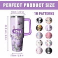 thumbnail image 6 of 40 oz Tumbler with Handle and Straw Lid Purple Butterfly Double Wall Vacuum Drinks Hot or Cold Water Bottle Reusable Stainless Steel Travel Mug Gift for her, 6 of 6