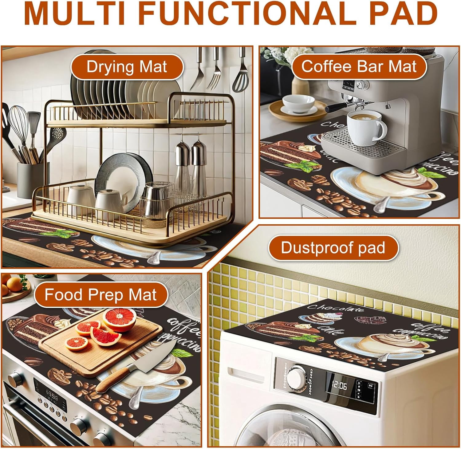 Stove Top Covers for Electric Stove 28x20 Inch Countertop Protector Glass Top Stove Cover Heat Resistant RV Range Covers Dish Drying Mat Coffee Chocolate Cake Design