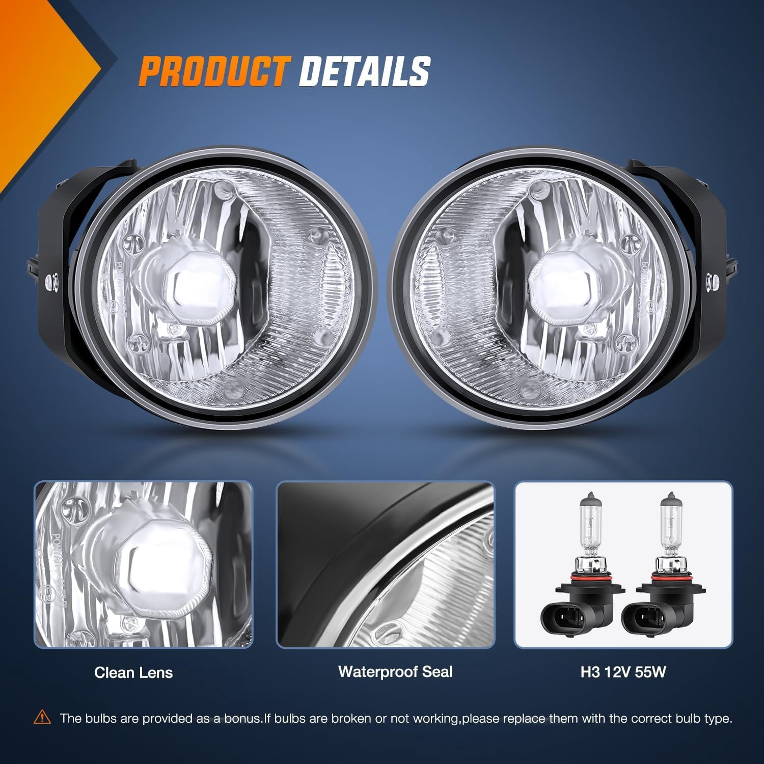 Fog Light Assembly for 2000 2001 Nissan Maxima 2000 -2003 Nissan Sentra & Frontier 2002-2004 Nissan Xterra with Clear Lens Fog Lamps Replacement
