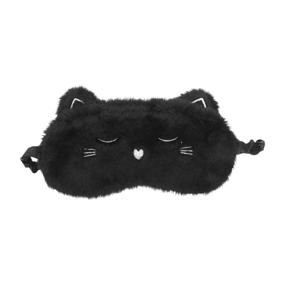 Unique Bargains 1 Pc Durable Cat Sleep Mask for Travel Black Fleece