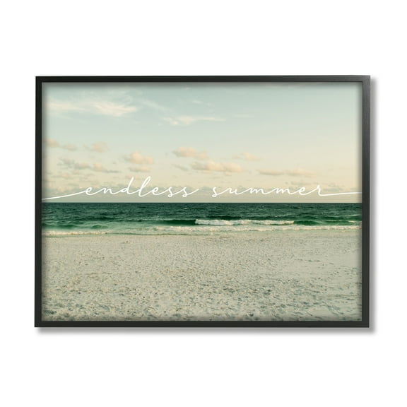 Stupell Industries Endless Summer Beach Waves Shore Coastal Painting Black Framed Art Print Wall Art