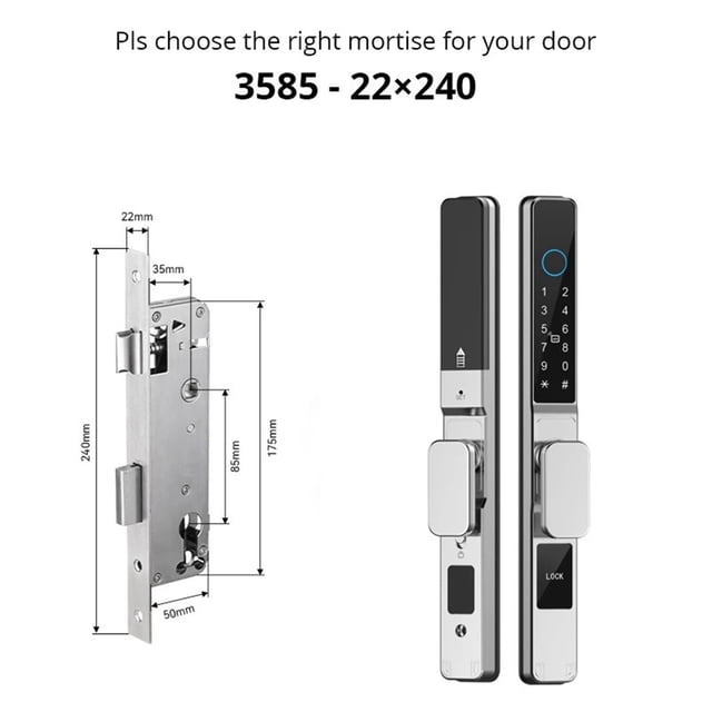 Waterproof Smart Door Lock Fingerprint APP Password RFID Card Keyless Digital Electronic Lock Aluminum/s Sliding ,Easy Installation