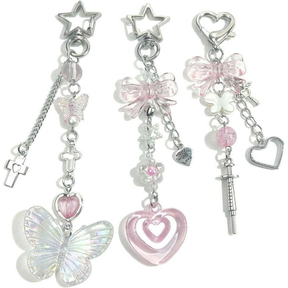 3 pieces of Y2K style keychains, ladies' bags, and keychain accessories, perfect gifts for women