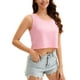 thumbnail image 4 of ATHLECHIC Verano Top Corto Suelto de Algodón Sin Mangas para Mujeres, Camisetas Casual Crop XL Rosa, 4 of 5