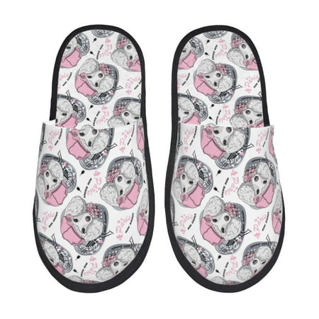 

House Slippers for Women Men - Artistic Cute Poodle Dog Pink Warm Non-slip Mens Womens Slippers Cozy Slip-on House Shoes Bedroom Outdoor Indoor Slippers for Men