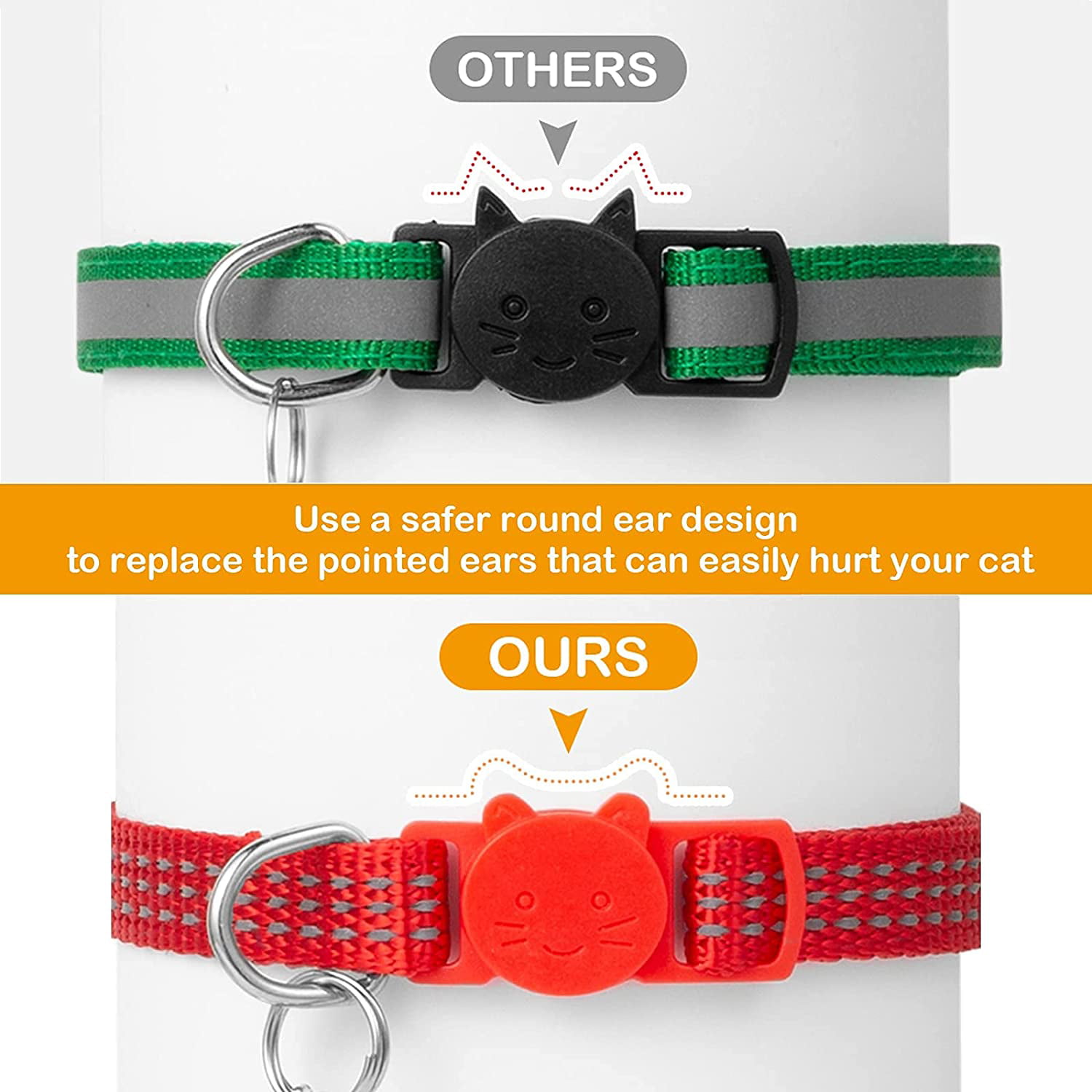 Litvibes Cat collars Set of 3 with bell,Kitten and small dogs soft  adjustable collar safe,solid and protection breakaway for cats and  puppies,cute kitty neckband with Paw print- (Yellow,Dark Green,Light Blue)  Cat Everyday