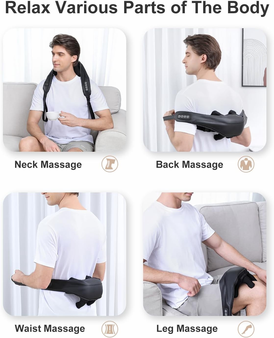 Medcursor Shiatsu Back and Neck Massager, Cordless Heated Neck and Shoulder Massager Kneading for Pain Relief Deep Tissue with Heat, Home/Office/Car Use, Birthday/Christmas Gift for Women/Men/Senior
