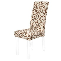 Unique Bargains Stretch Dining Room Chair Seat Cover Champagne and Coffee