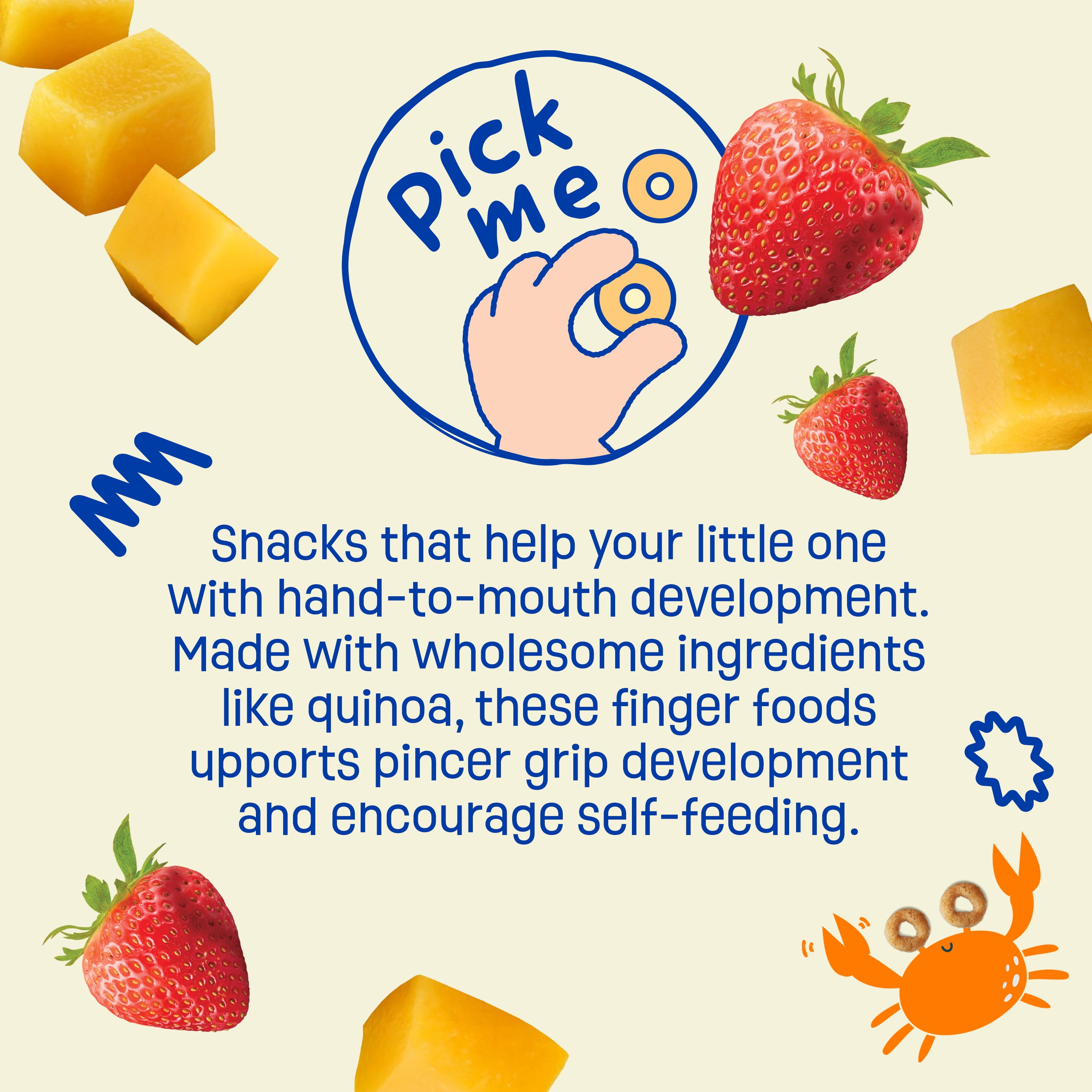 Earth's Best Organic Bite-Size Melty Hoops Strawberry Mango Puffed Baby Snack, 0.32 oz Bags (4 Pack)