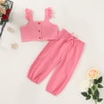 thumbnail image 4 of xiaxaixu Kids Baby Girl Set Sleeveless Ruffle Button Cropped Vest Tracksuits, 4 of 9