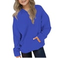 thumbnail image 5 of Kids Soft Solid Pullover Hoodie, Long Sleeve Basic Hooded Sweatshirt with Kangaroo Pocket Casual Fall Daily Wear Blue 13-14 Years, 5 of 9